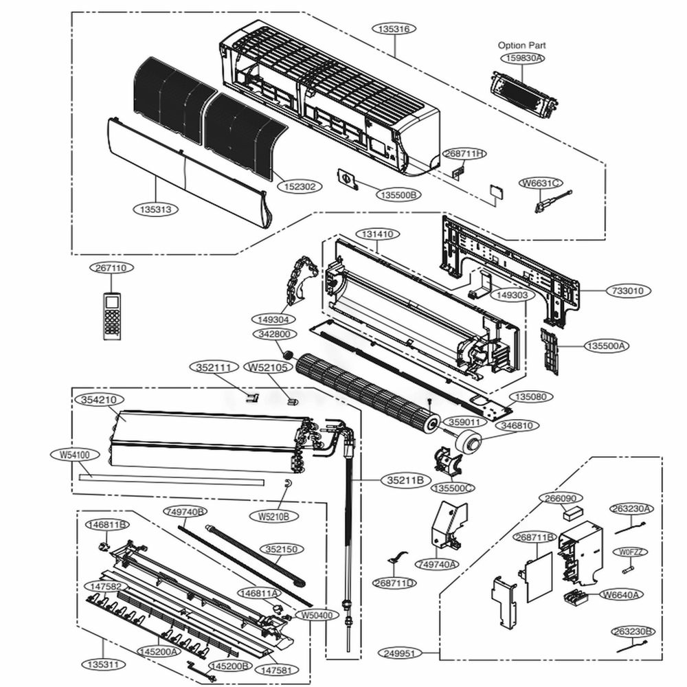 Main Diagram and Parts List for LSN121HSV2 AWHBEUS LG Air Conditioner