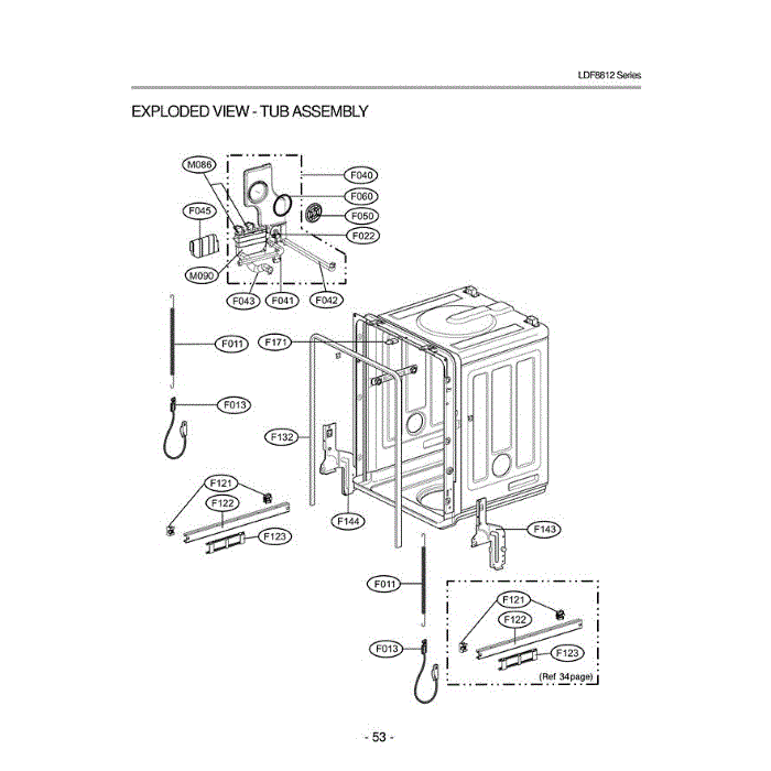 Section 4 Diagram and Parts List for LDF8812ST ASTEEUS LG Dishwasher