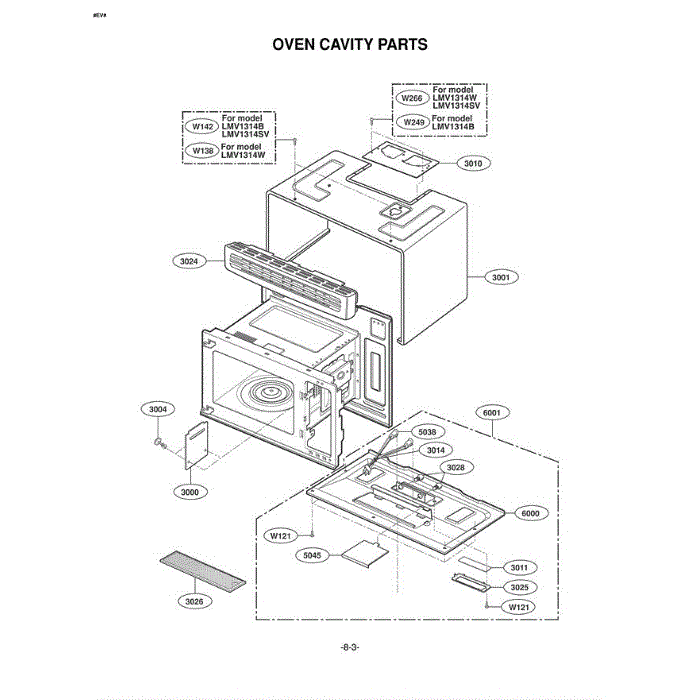 Section 6 Diagram and Parts List for LMV1314B AB1ELGA LG Microwave Oven Combo