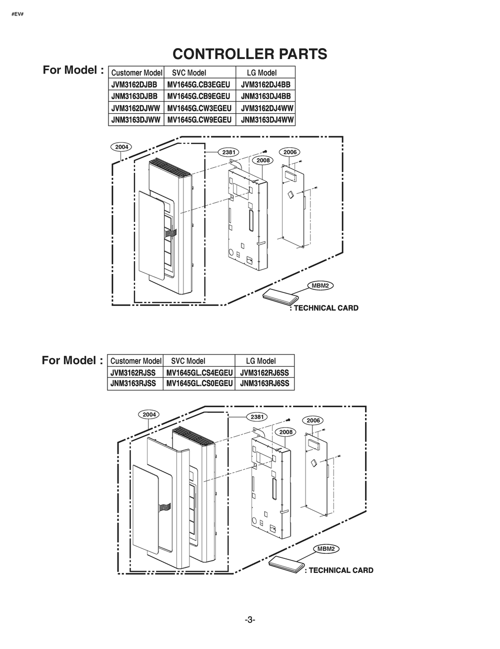 Controller Parts Diagram and Parts List for JVM3162DJBB CB3EGEU LG Microwave Oven Combo