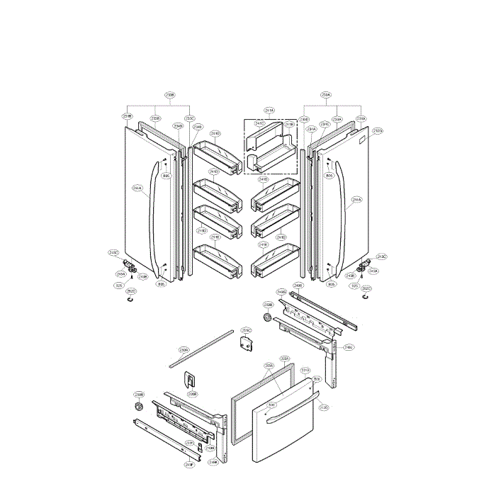 Door Diagram and Parts List for LFC21776ST 00 LG Refrigerator