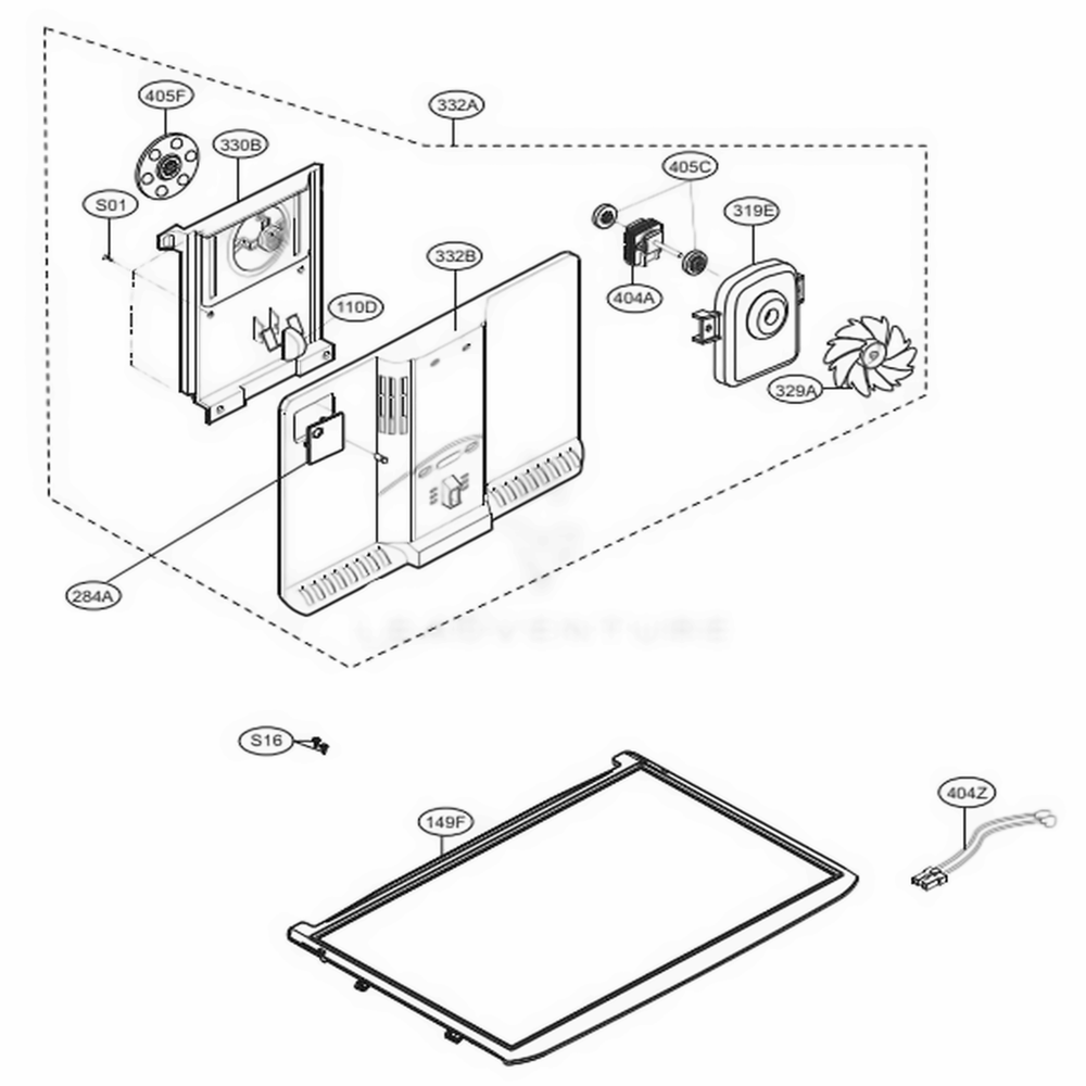 Freezer Parts Diagram and Parts List for LTCS24223S ASTCNA0 LG Refrigerator