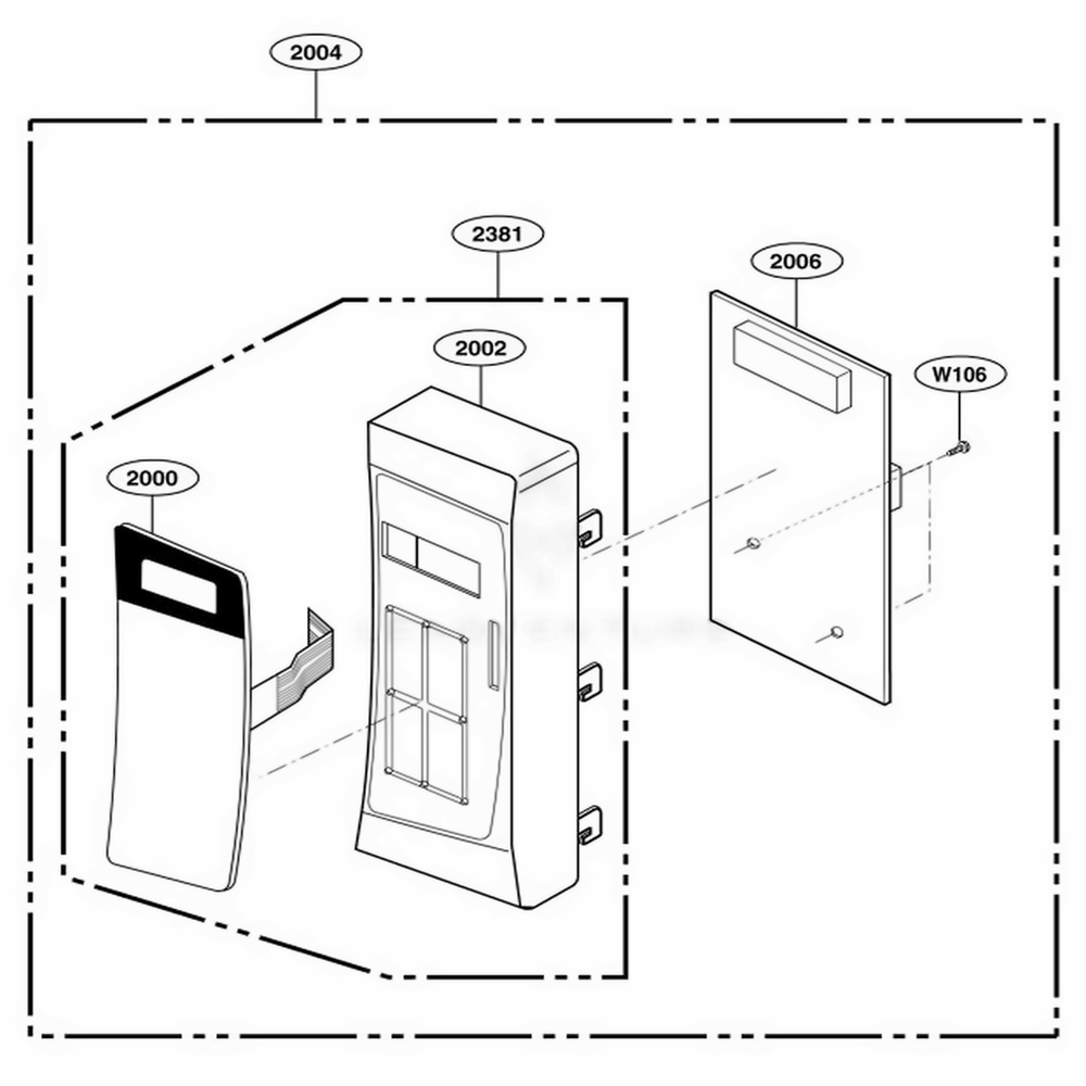 Controller Parts Diagram and Parts List for 66022 CWHESEA LG Range