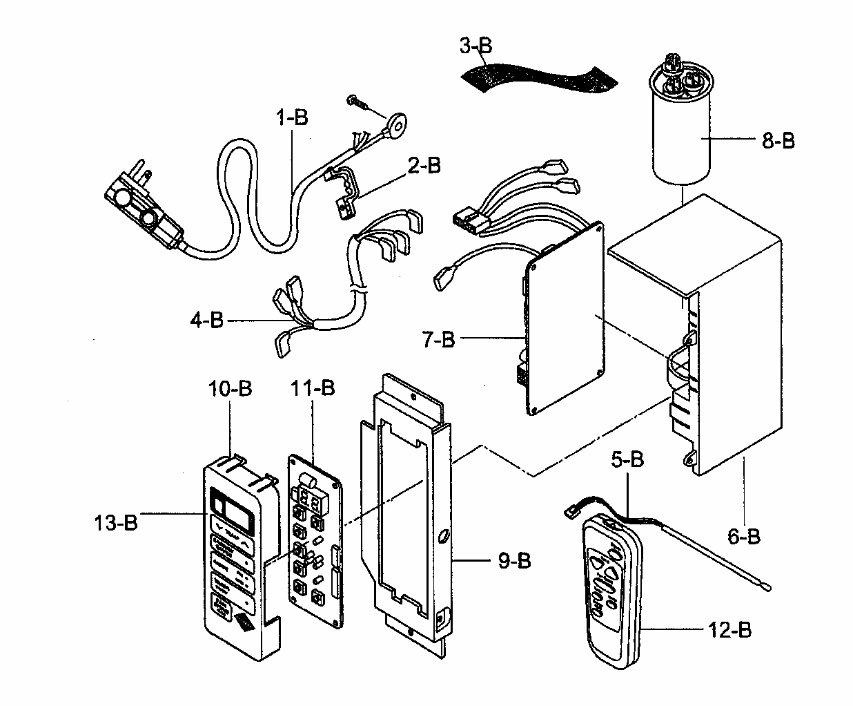 Control Box Diagram and Parts List for 58075051500  Kenmore Air Conditioner