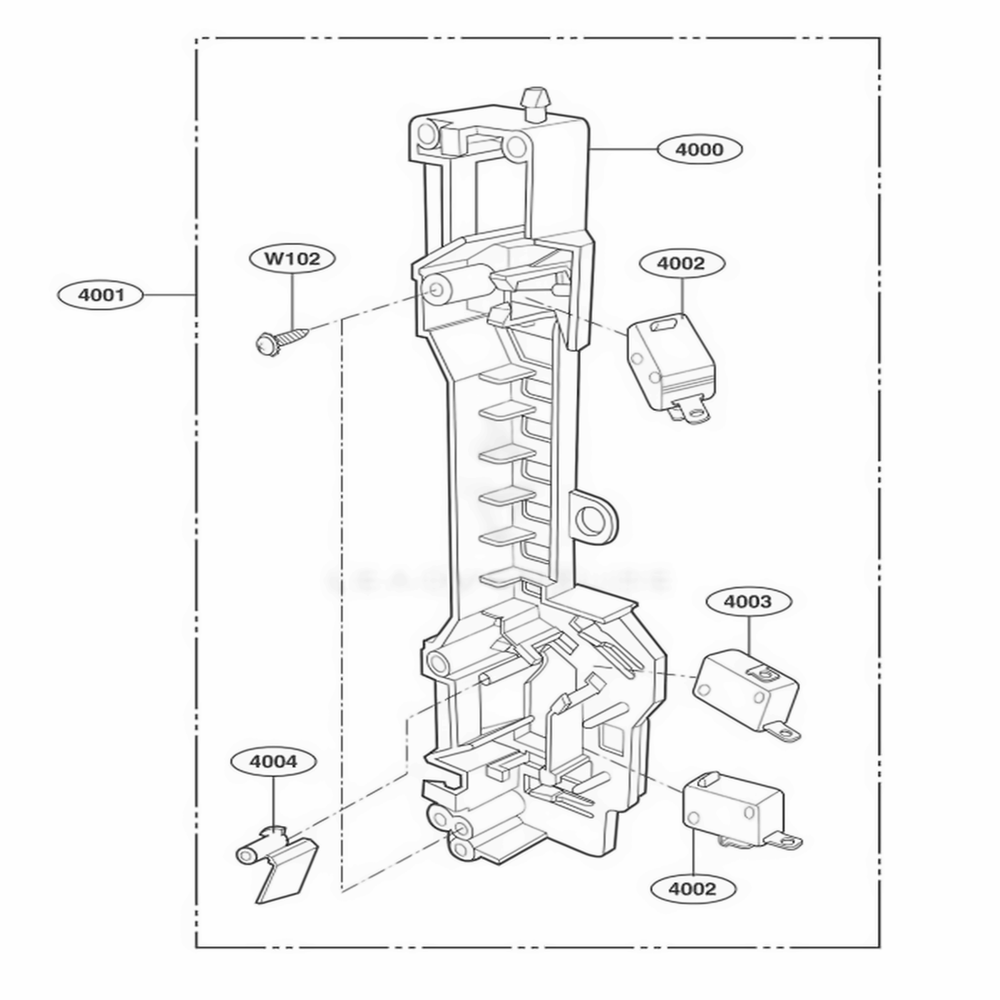 Latch Board Parts Diagram and Parts List for 80603 ASBESEA LG Range