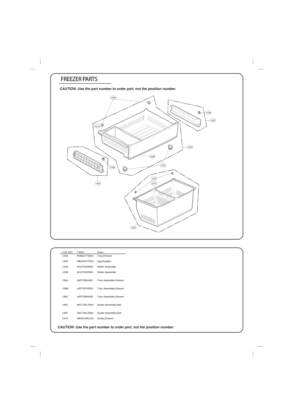 Freezer Parts Diagram and Parts List for GC-J288GSXM ASTCSE0 LG Refrigerator