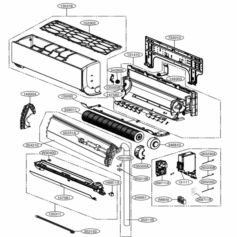 Main Diagram and Parts List for ARNU053SJR4 ANCBLUS LG Air Conditioner
