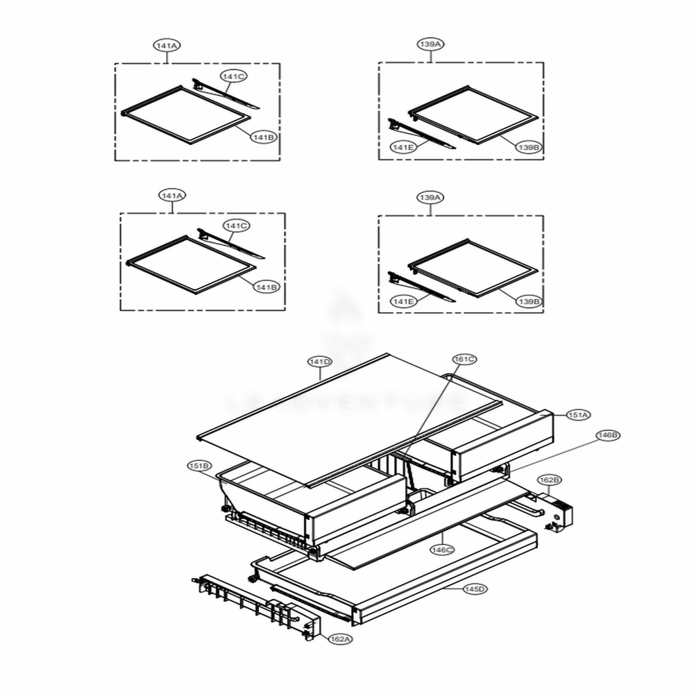 Refrigerator Parts Diagram and Parts List for LMWS27626S ASTCNA2 LG Refrigerator