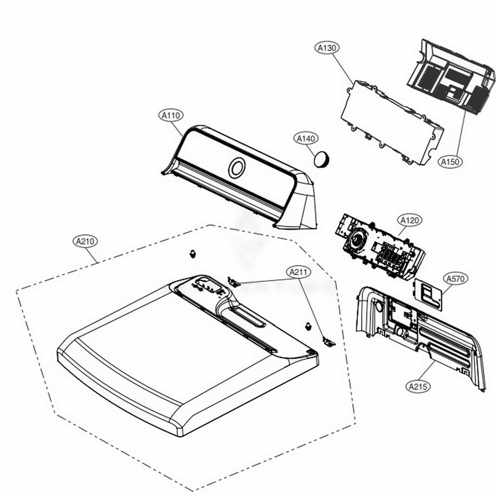 Control Panel And Plate Assembly Diagram and Parts List for DLE7200VE ASSEEUS LG Dryer