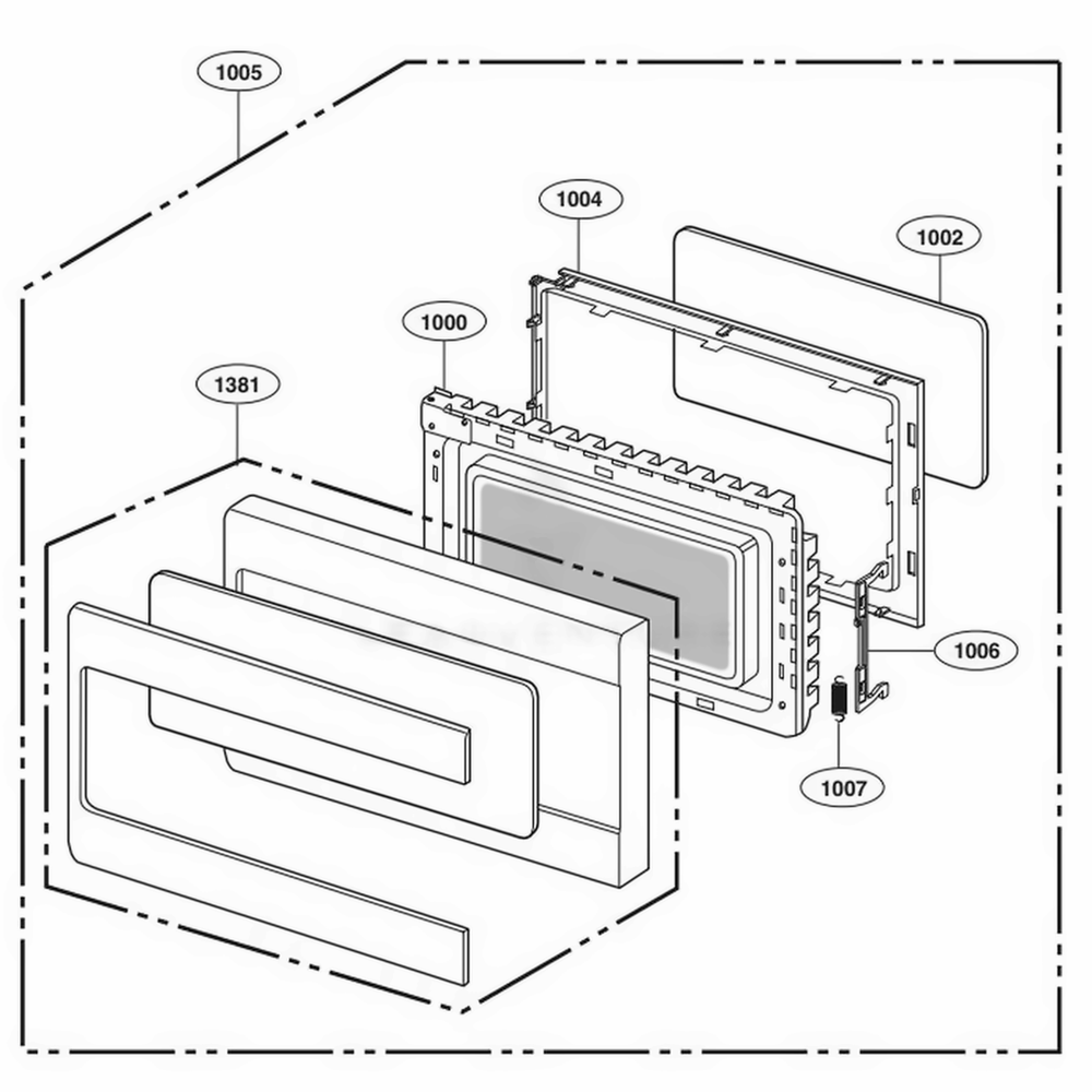 Door Parts Diagram and Parts List for LCRT2010BD CBDEBBY LG Wall Oven