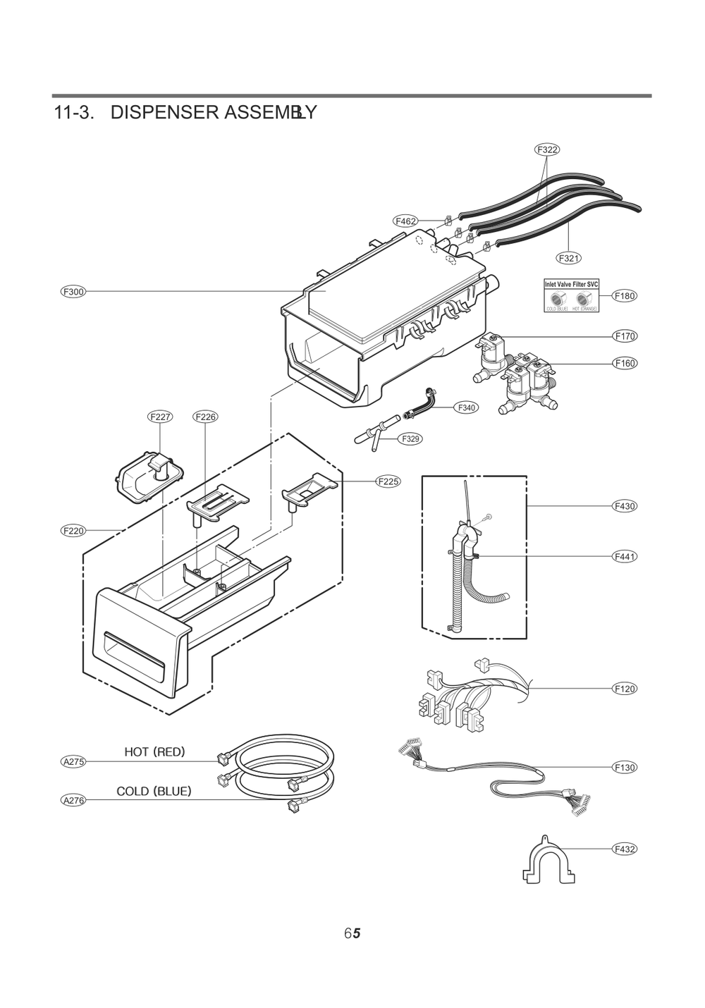 Dispenser Assemby Diagram and Parts List for F1397FYN ABWEEUS LG Washer
