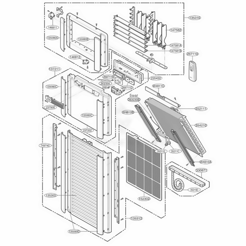Main 1 Diagram and Parts List for LPNC502TA0 ANWAIBR LG Air Conditioner