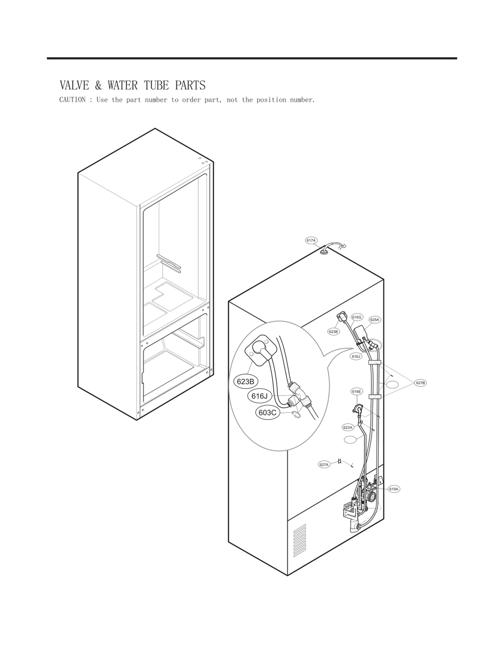 Water Tube Parts Diagram and Parts List for GC-L258VQSD ASWCNA5 LG Refrigerator