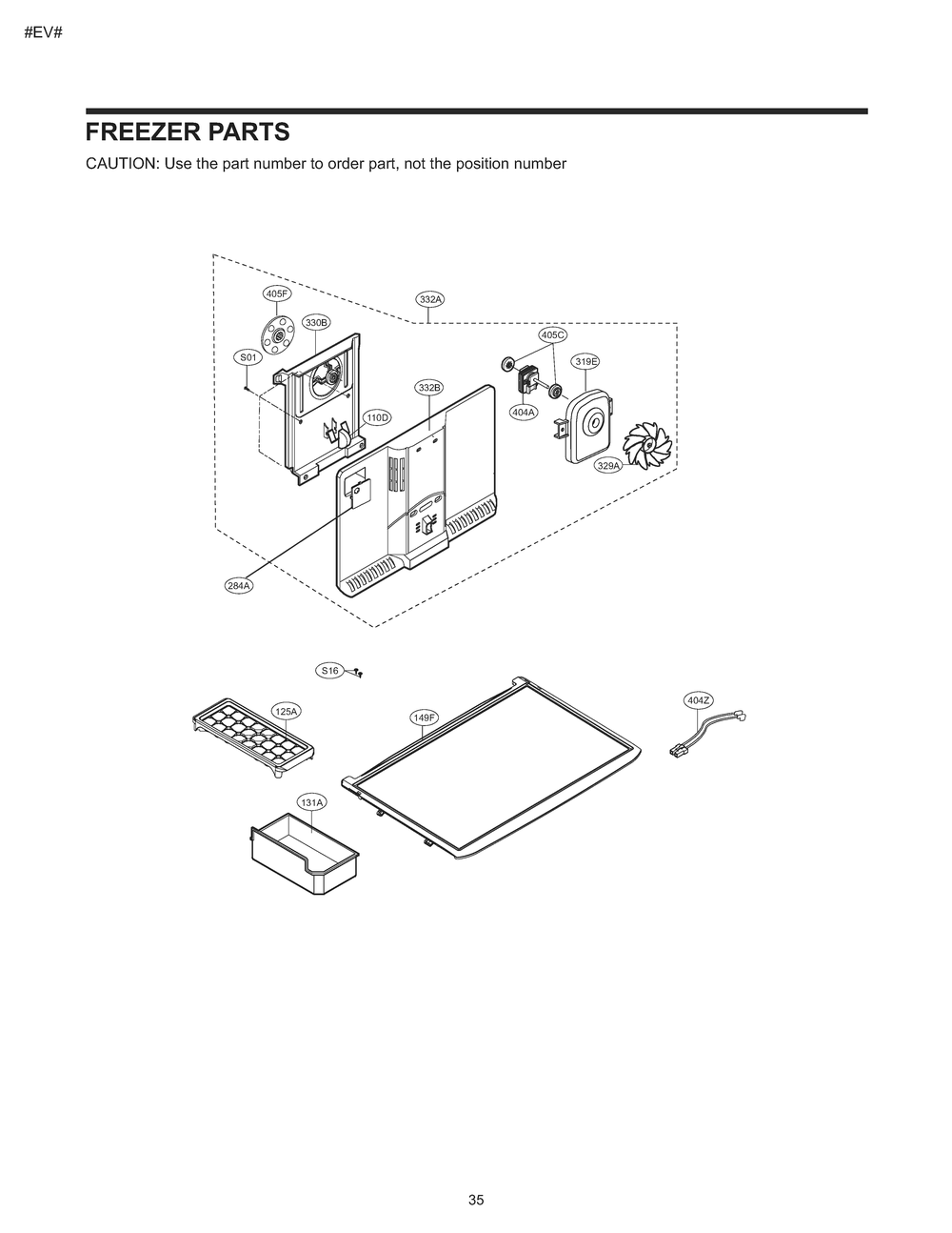 Freezer Parts Diagram and Parts List for GM-U652GQCP ASWCSE1 LG Refrigerator