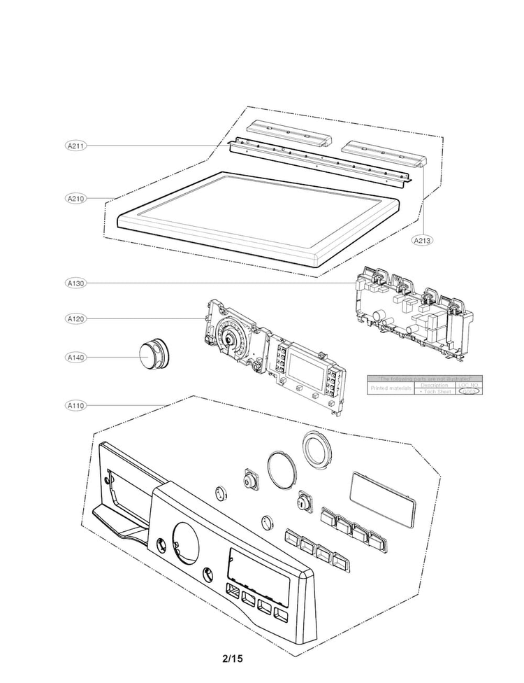 Control Panel Parts Diagram and Parts List for DLE4970W  LG Dryer