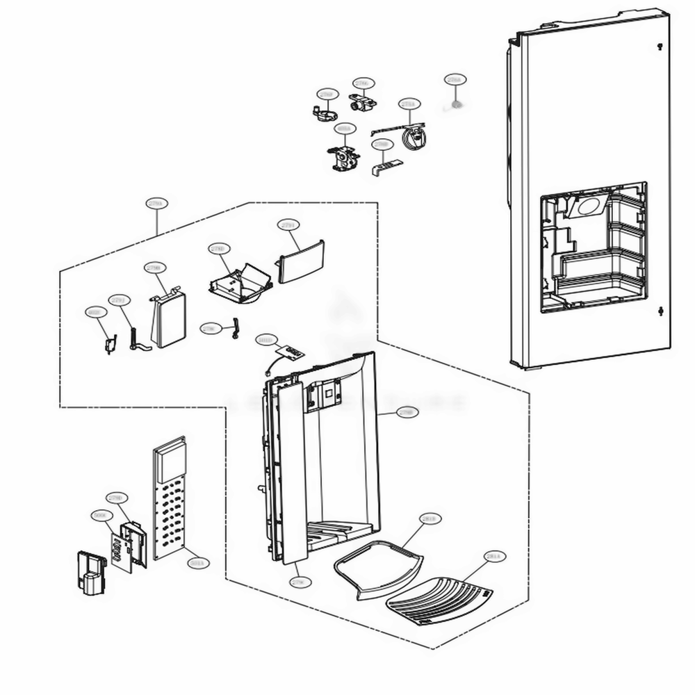 Dispenser Parts Diagram and Parts List for LFX25973D ASBCNA1 LG Refrigerator