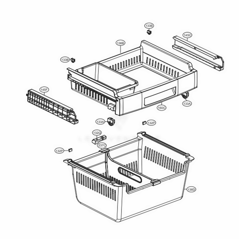 Freezer Parts Diagram and Parts List for LFC24786SD ASBCNA2 LG Refrigerator