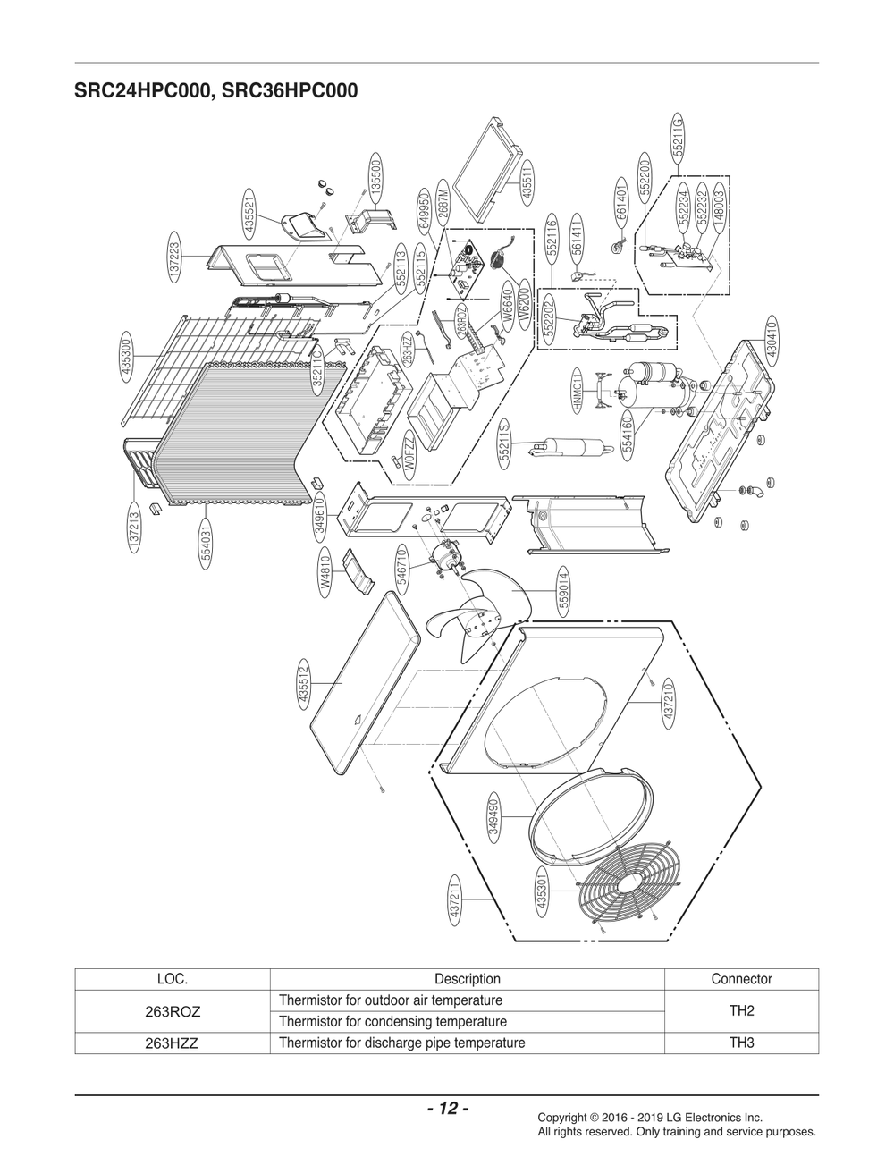 Diagram 1 Diagram and Parts List for ASUW243V8B1 AWHBEMS LG Air Conditioner