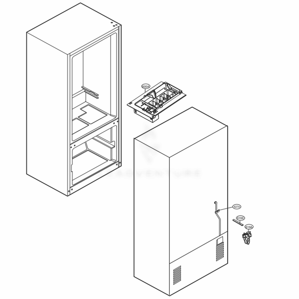 Icemaker Parts Diagram and Parts List for LDCS24223B AWBCNA2 LG Refrigerator
