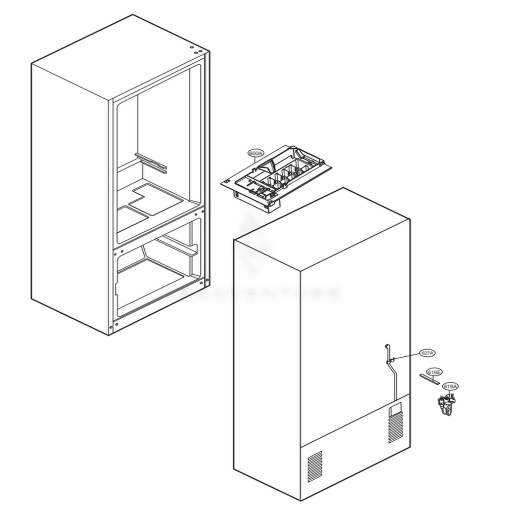 Icemaker Parts Diagram and Parts List for LDCS24223P AMCCNA0 LG Refrigerator