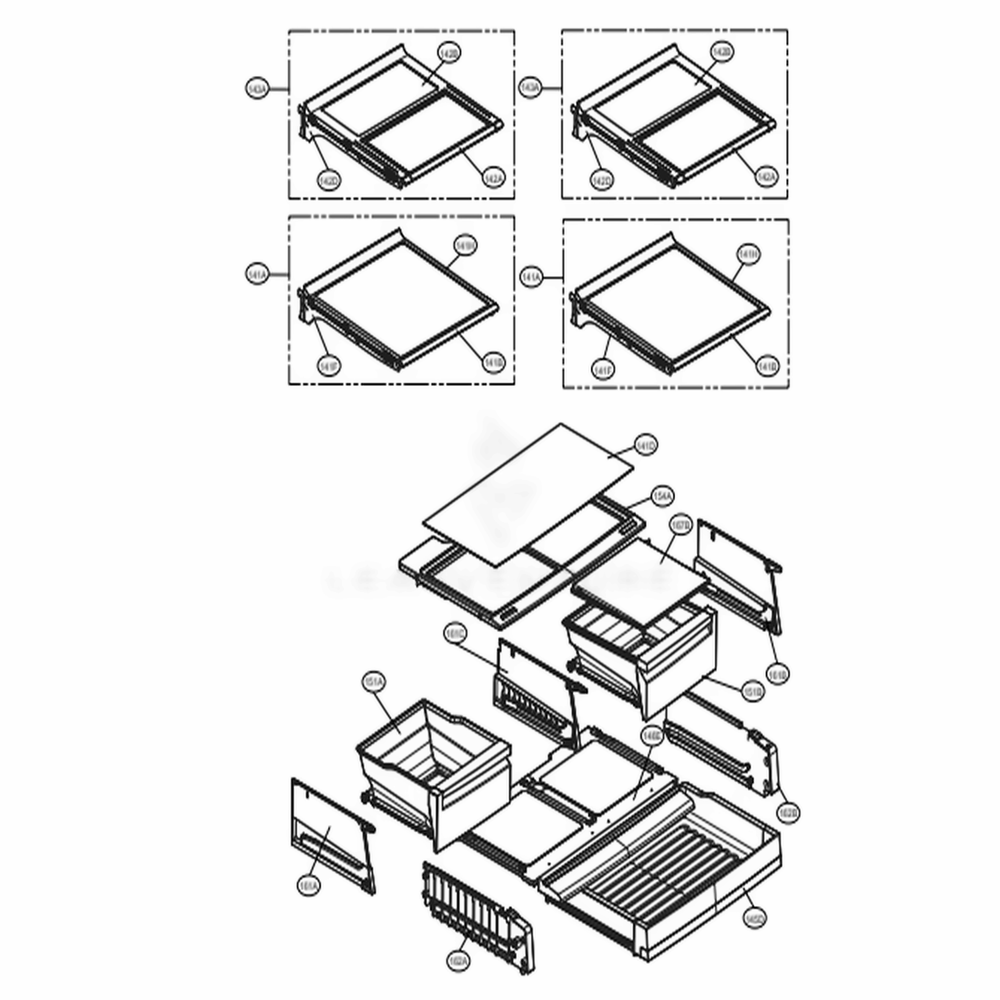 Refrigerator Parts Diagram and Parts List for 74025 ANSCSE2 LG Refrigerator