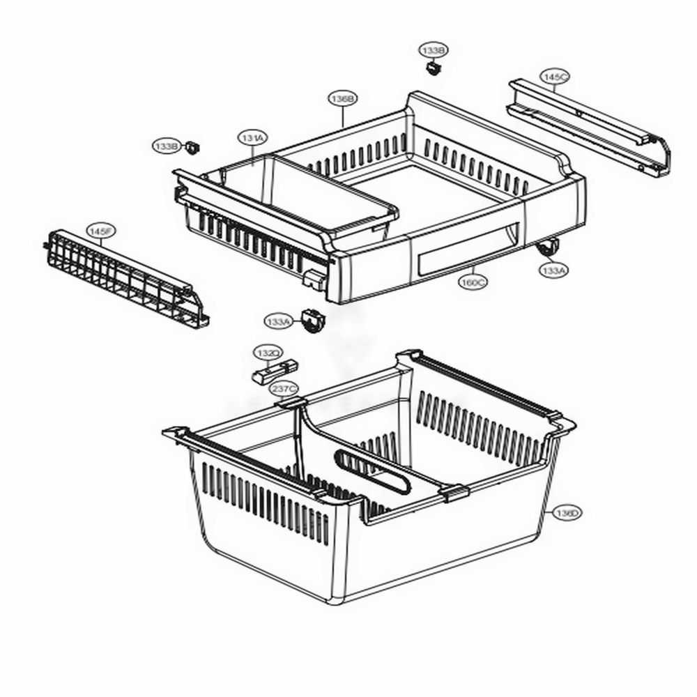 Freezer Parts Diagram and Parts List for 71323 ASTCSE2 LG Refrigerator