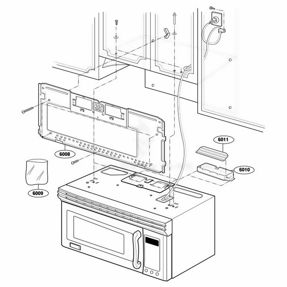 Installation Parts Diagram and Parts List for 64683 AS1ESEA LG Range