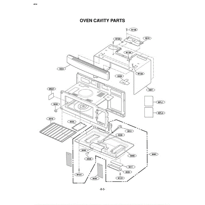 Section 6 Diagram and Parts List for LMV1635SB ABKELGA LG Microwave Oven Combo