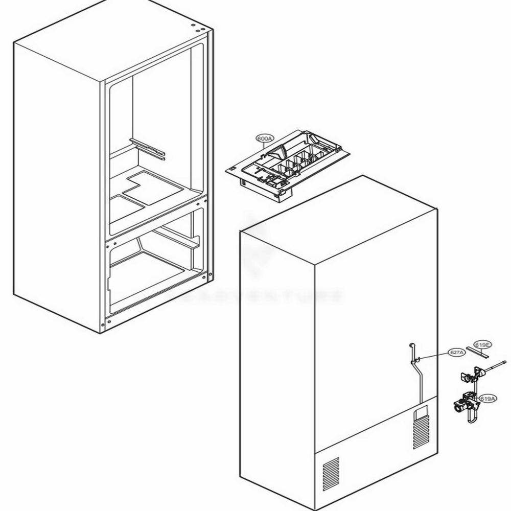 Icemaker Parts Diagram and Parts List for 78044 ABICSE2 LG Refrigerator