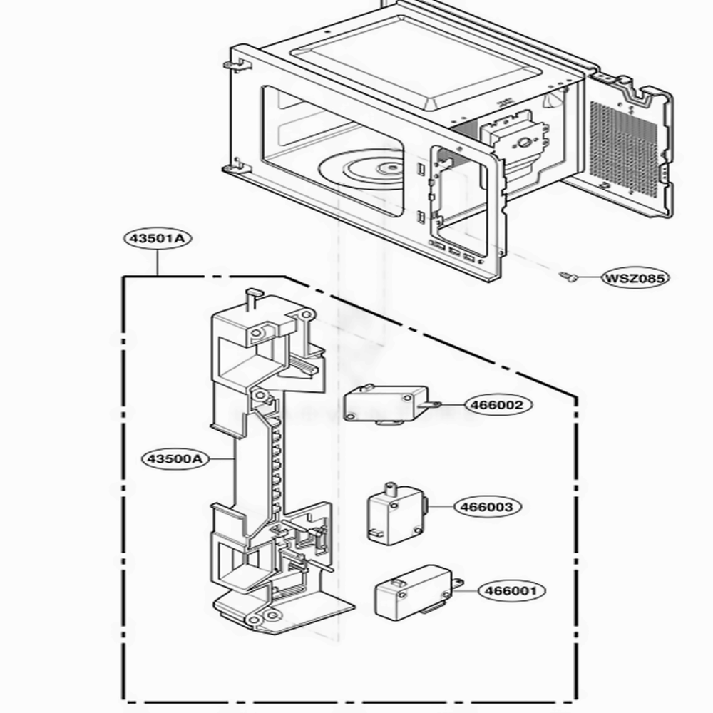 Latch Board Parts Diagram and Parts List for MA1101BRV BKEGSE LG Wall Oven
