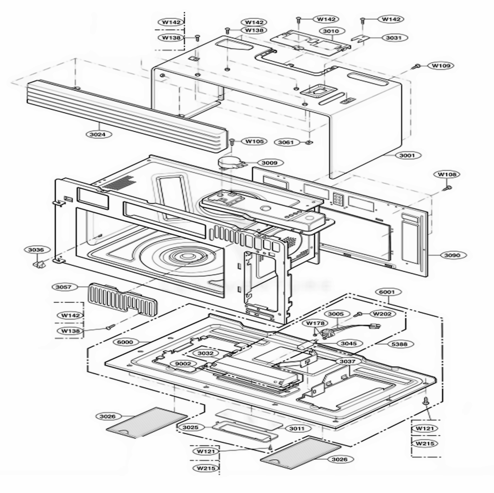 Oven Cavity Parts Diagram and Parts List for JVM1790WKC AWHEGEC LG Range
