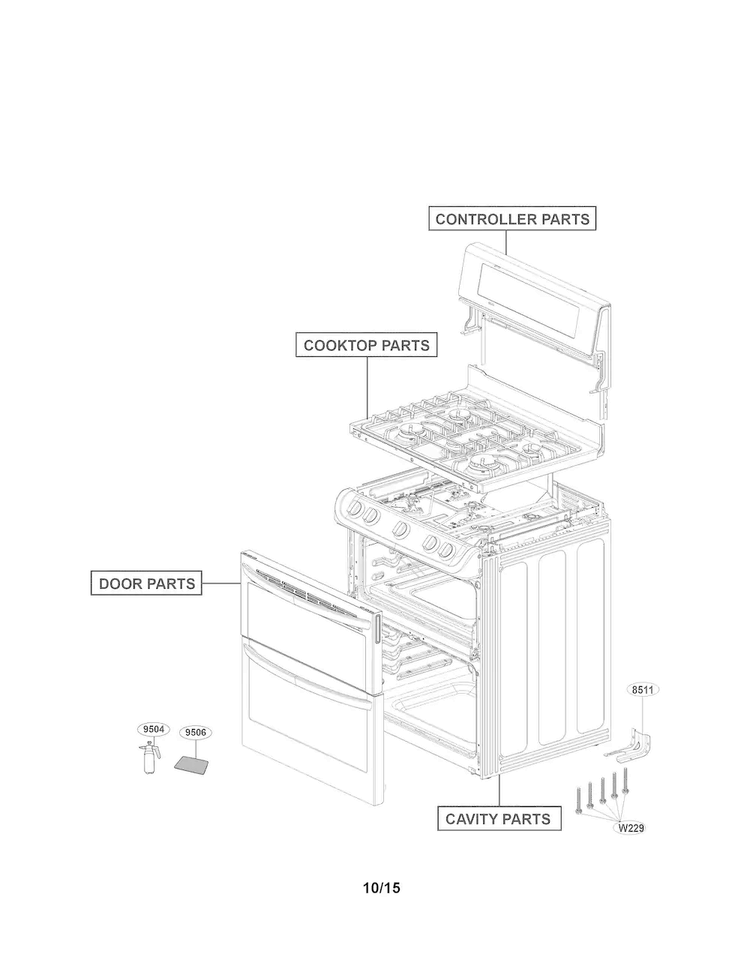 Accessory Parts Diagram and Parts List for LDG4315ST  LG Range