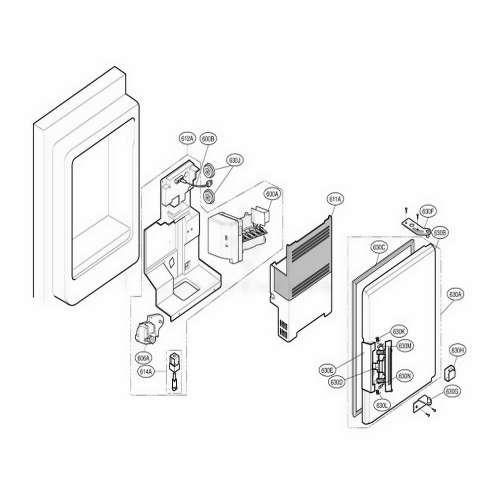 Ice Bin Parts Diagram and Parts List for LFX21975ST AST2LGA LG Refrigerator