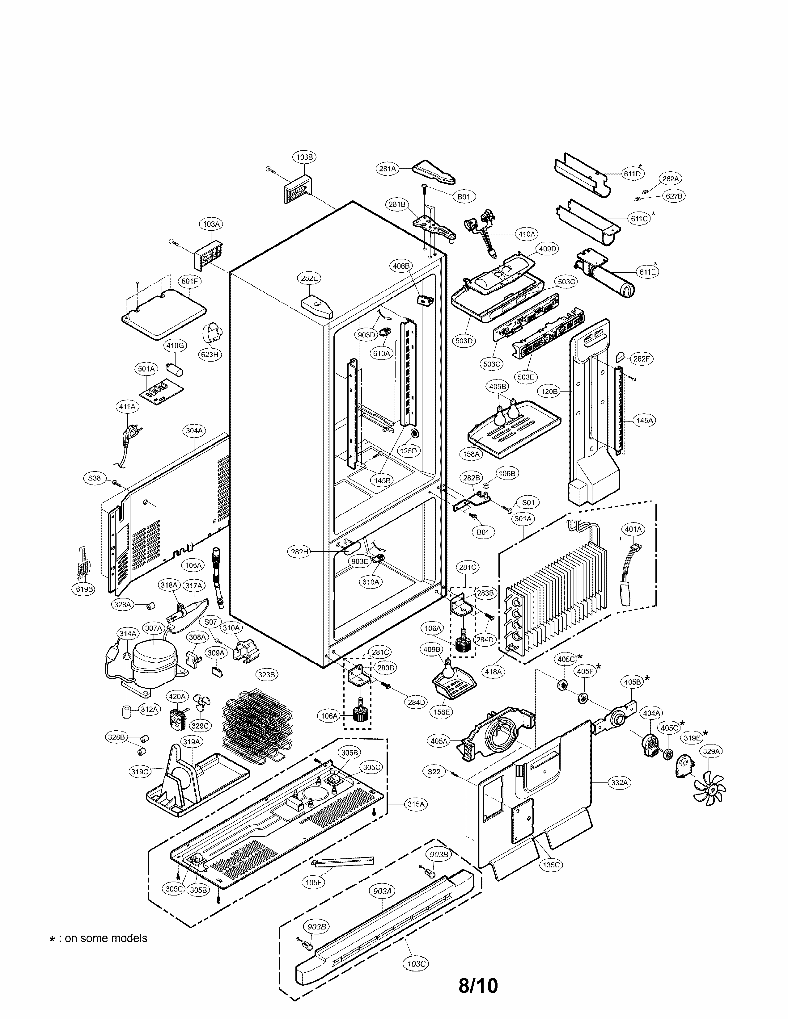 Case Parts Diagram and Parts List for LRDN20720BK  LG Refrigerator