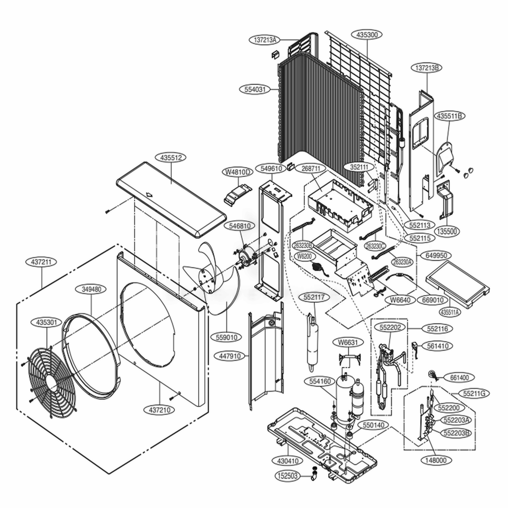 Outdoor Unit Diagram and Parts List for LSU360HV AWHBEUS LG Air Conditioner