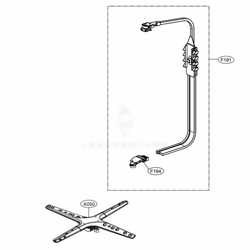 Water Guide Assembly Diagram and Parts List for LSDF9963ST ASTEEUS LG Dishwasher