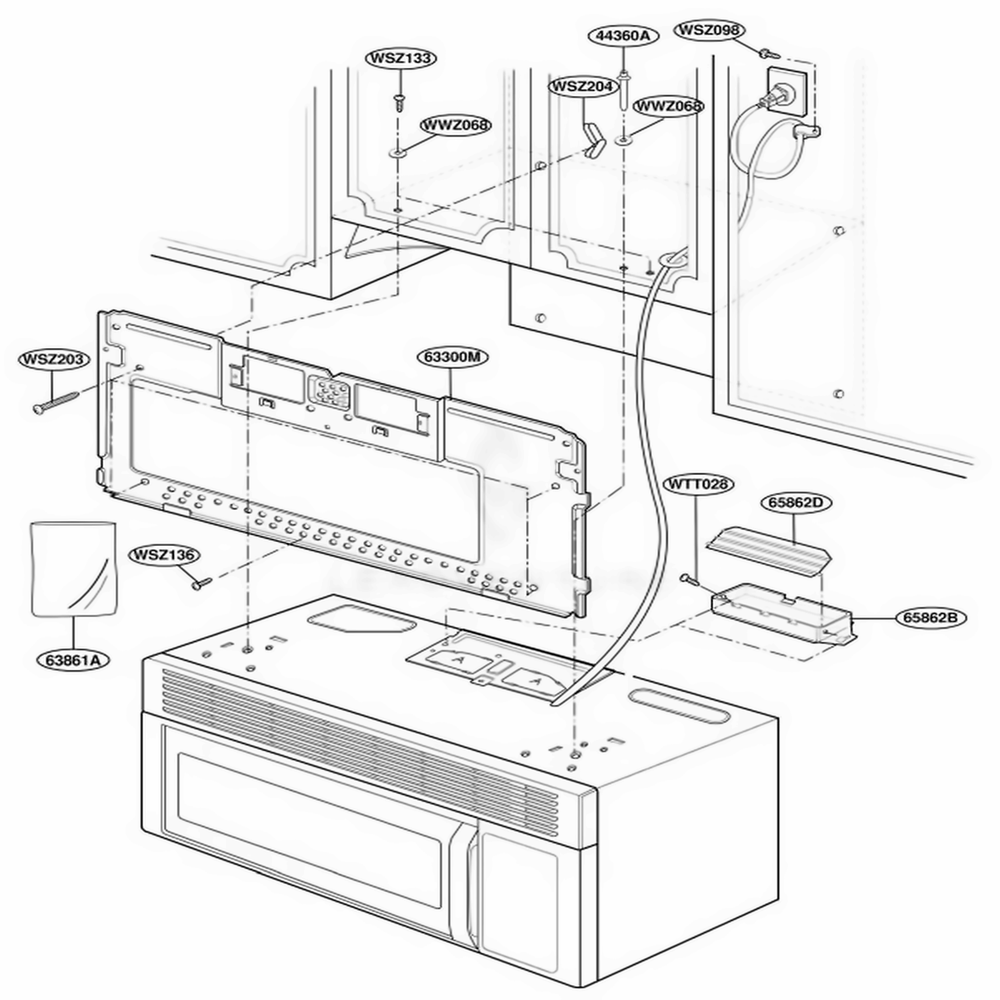 Installation Parts Diagram and Parts List for TMH14XLT1 AB6EEST LG Range