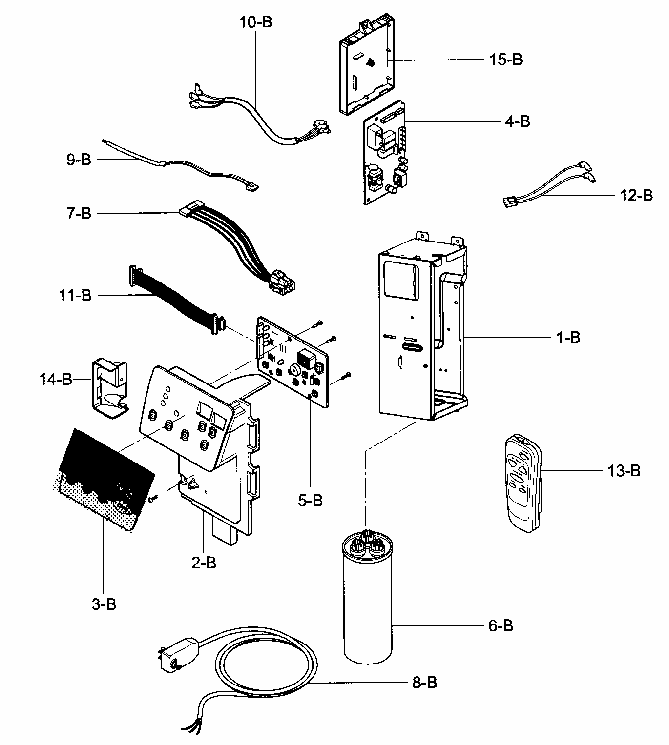Control Box Assy Diagram and Parts List for 58075130700  Kenmore Air Conditioner