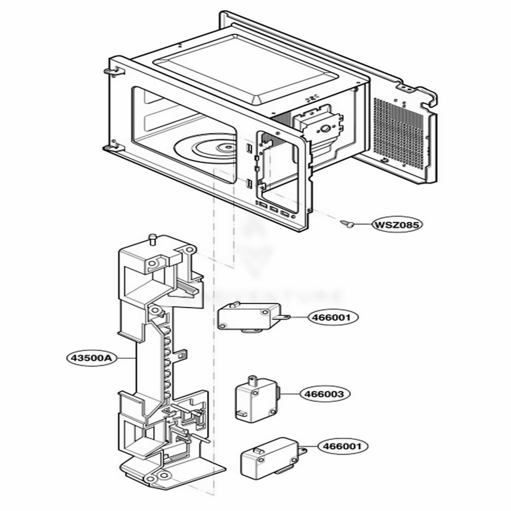 Latch Board Parts Diagram and Parts List for KCMS1555RBL CB1EKAD LG Range