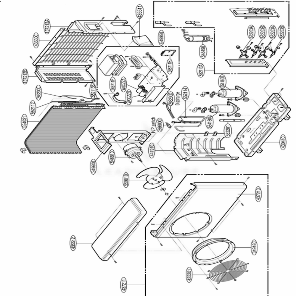 Main 1 Diagram and Parts List for A2H183GA0 AMBAHCI LG Air Conditioner