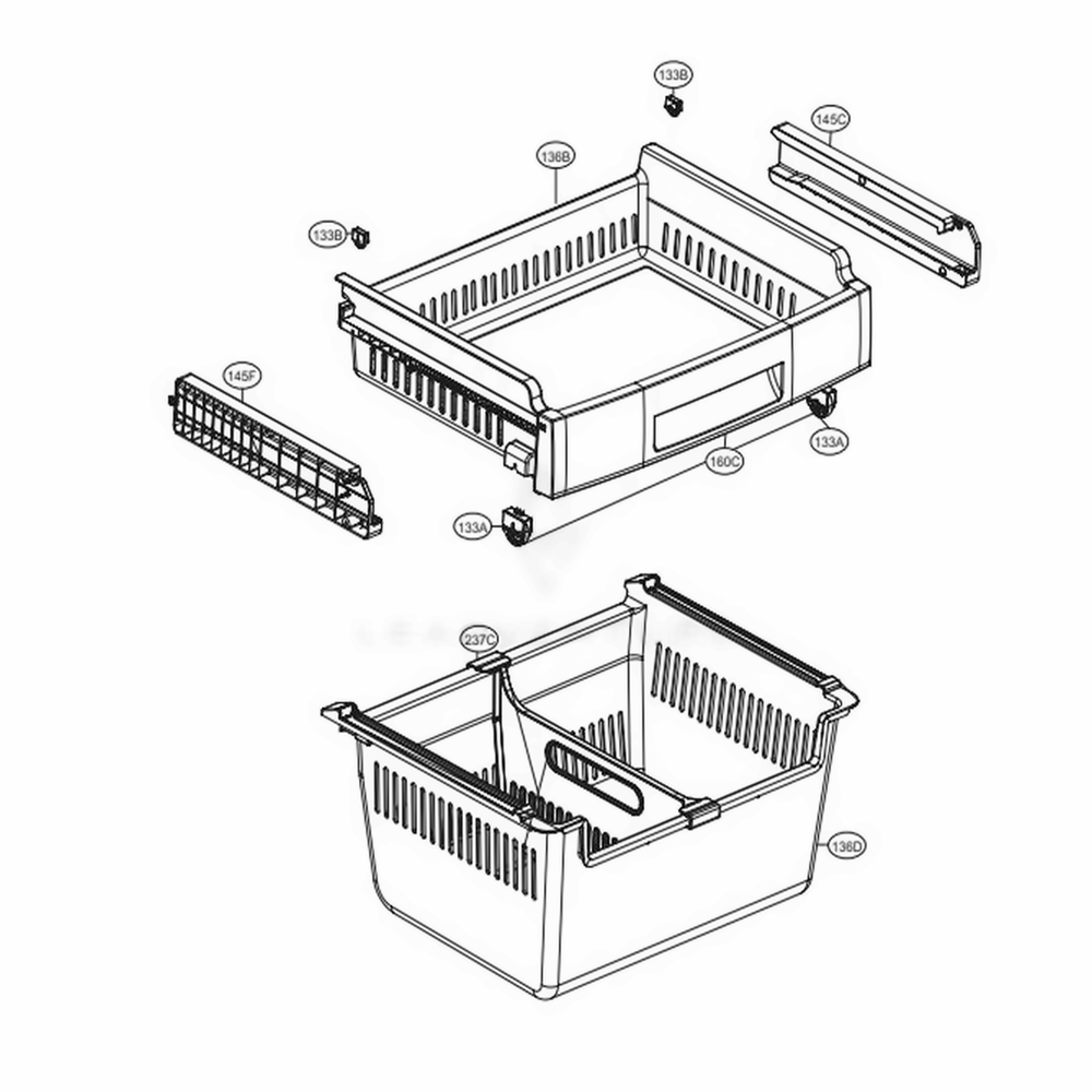 Freezer Parts Diagram and Parts List for LFNS22520S ASTCNA2 LG Refrigerator