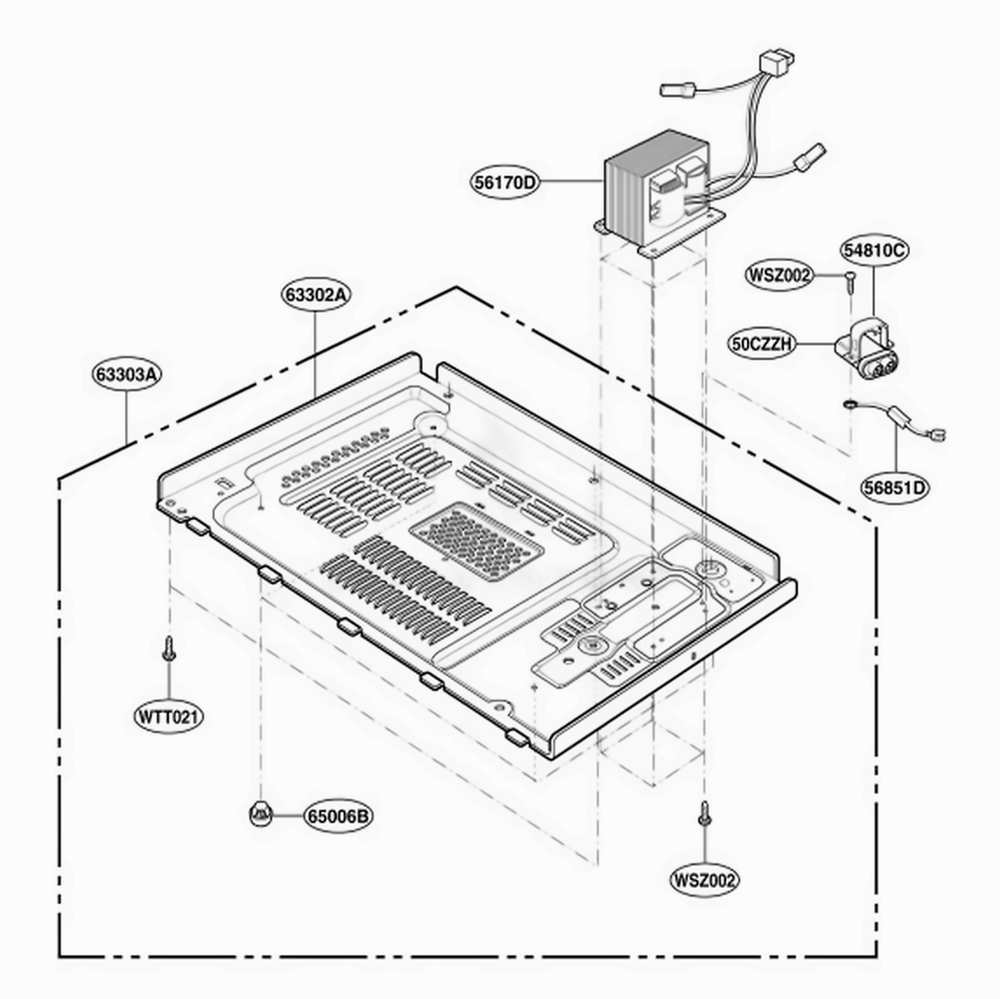 Base Plate Parts Diagram and Parts List for MT4070SKQ CW1EWRP LG Wall Oven