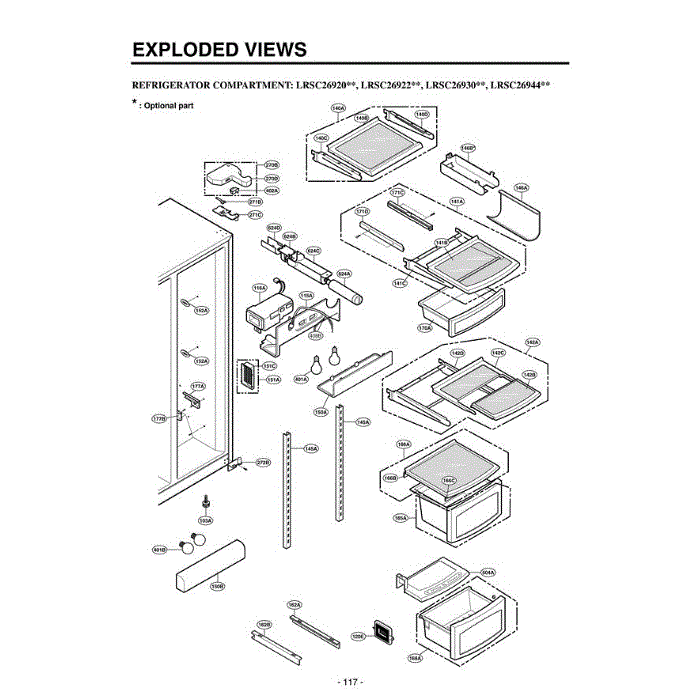Section 1 Diagram and Parts List for LRSC26920SW ASWCLGA LG Refrigerator