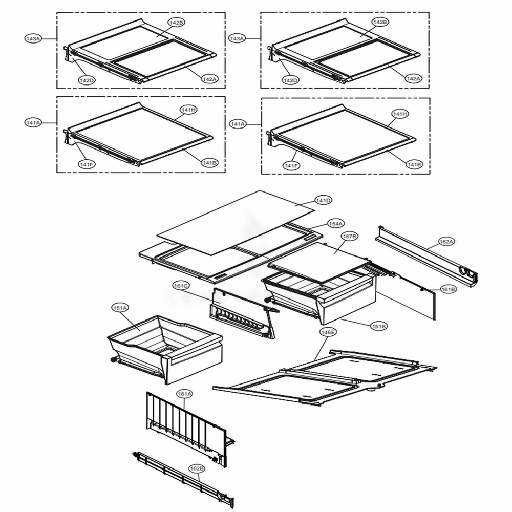 Refrigerator Parts Diagram and Parts List for 72489 AWBCSE1 LG Refrigerator