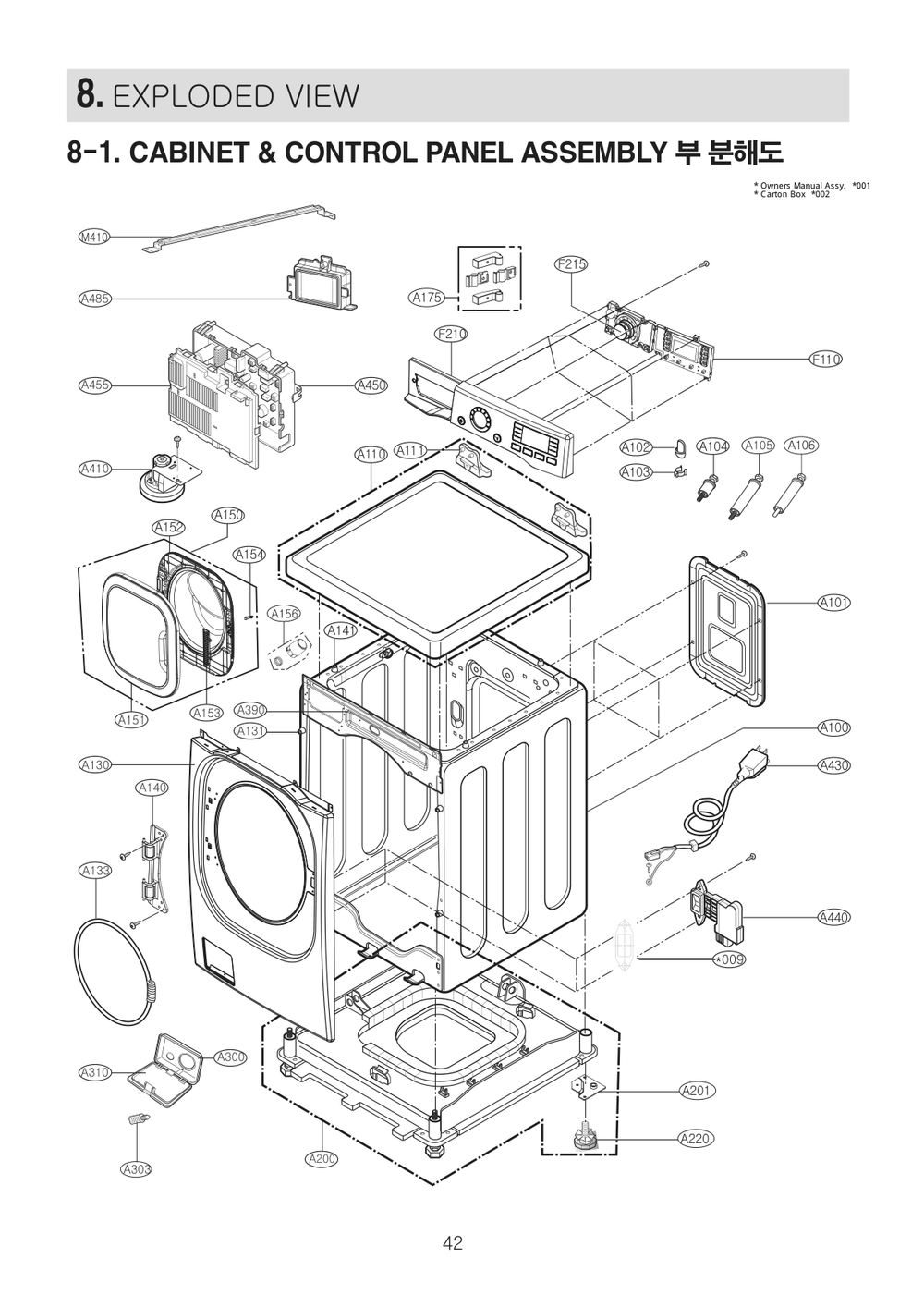 Diagram 1 Diagram and Parts List for F1399RYN ABWEEUS LG Washer
