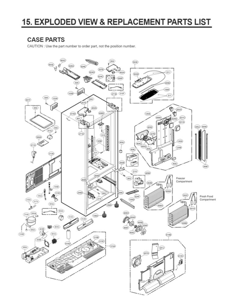 Case Parts Diagram and Parts List for LFX31935ST 03 LG Refrigerator