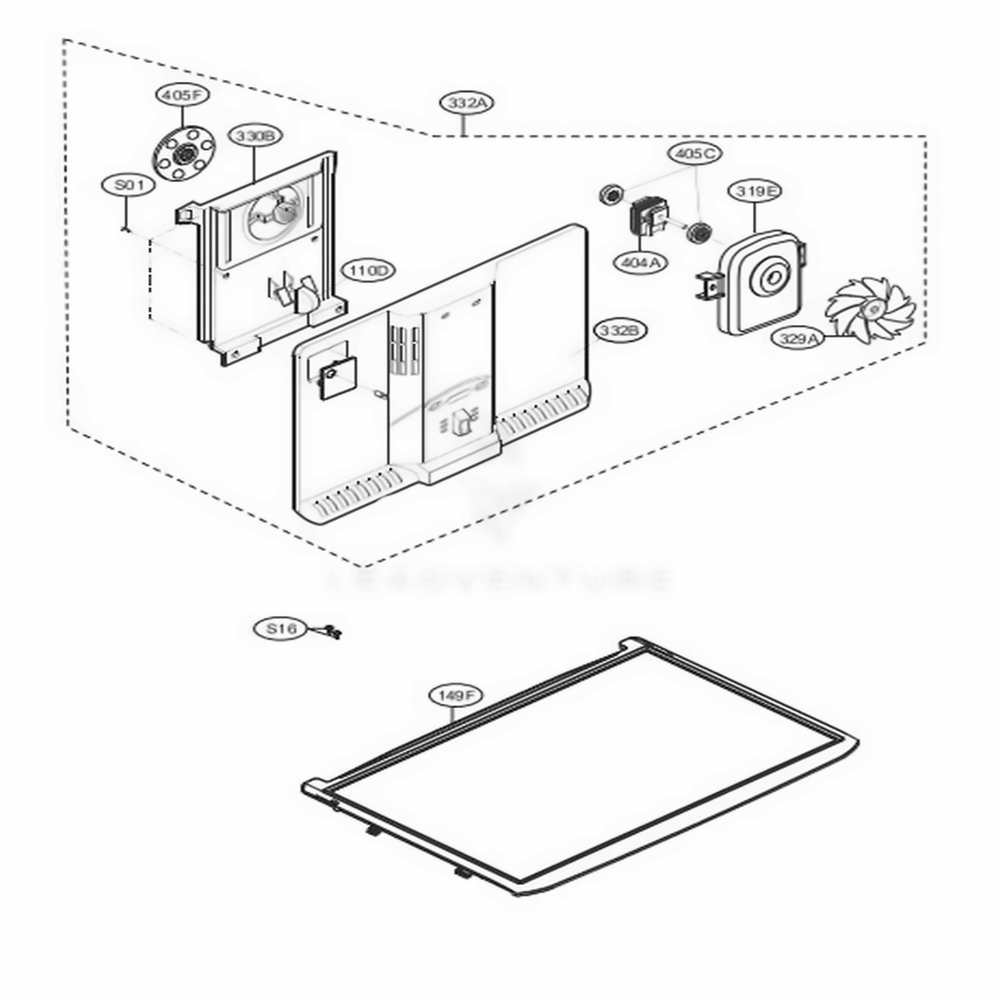 Freezer Parts Diagram and Parts List for LTCS24223D ASBCNA4 LG Refrigerator