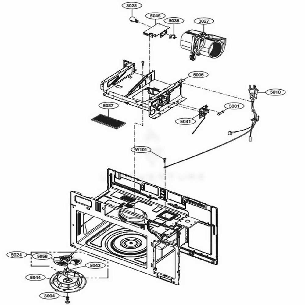 Interior Parts 2 Diagram and Parts List for LMV1764ST CS3ELGA LG Range