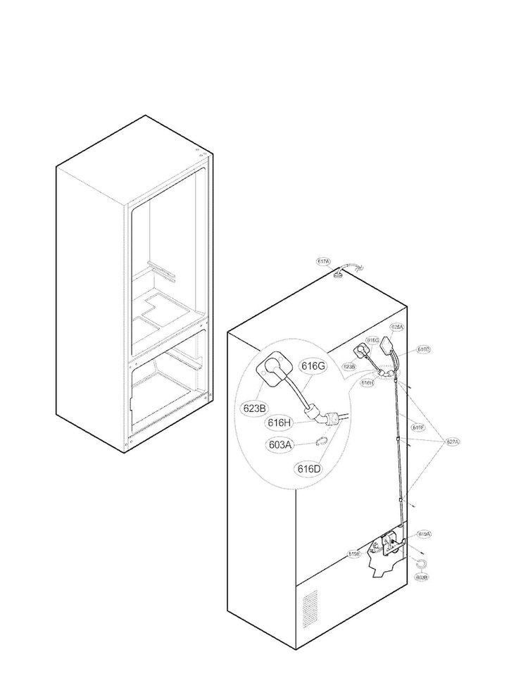 Icemaker Parts Diagram and Parts List for LFX21971ST 02 LG Refrigerator