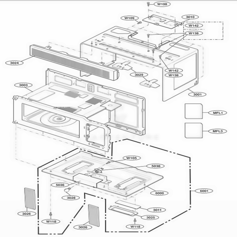 Oven Cavity Parts Diagram and Parts List for 80014 CBSESEA LG Wall Oven